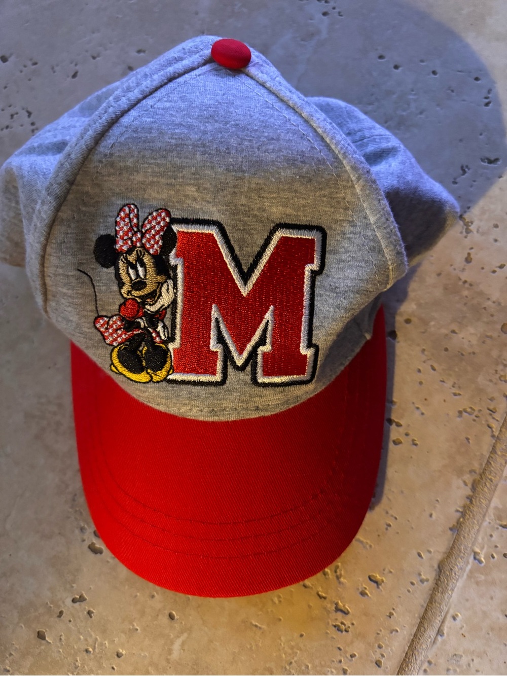 Disney Minnie Mouse Baseball Cap Hat Gray Red Embroidered Logo OSFM Kids